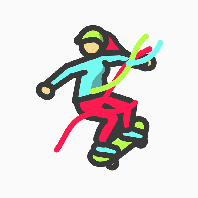 Icono ilustrado de una persona patinando.