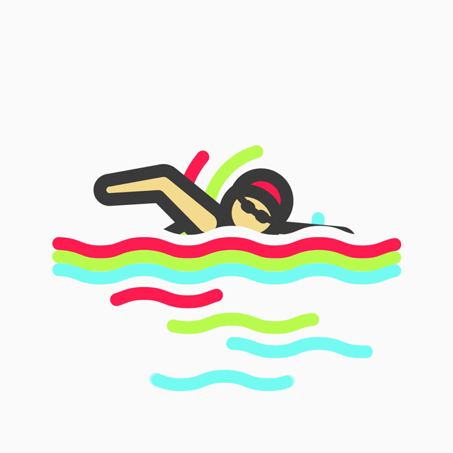 Apple Watch que muestra un icono ilustrado de una persona nadando.