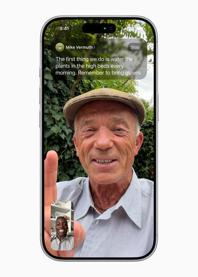 iPhone 17 Pro shows a FaceTime conversation with translations.