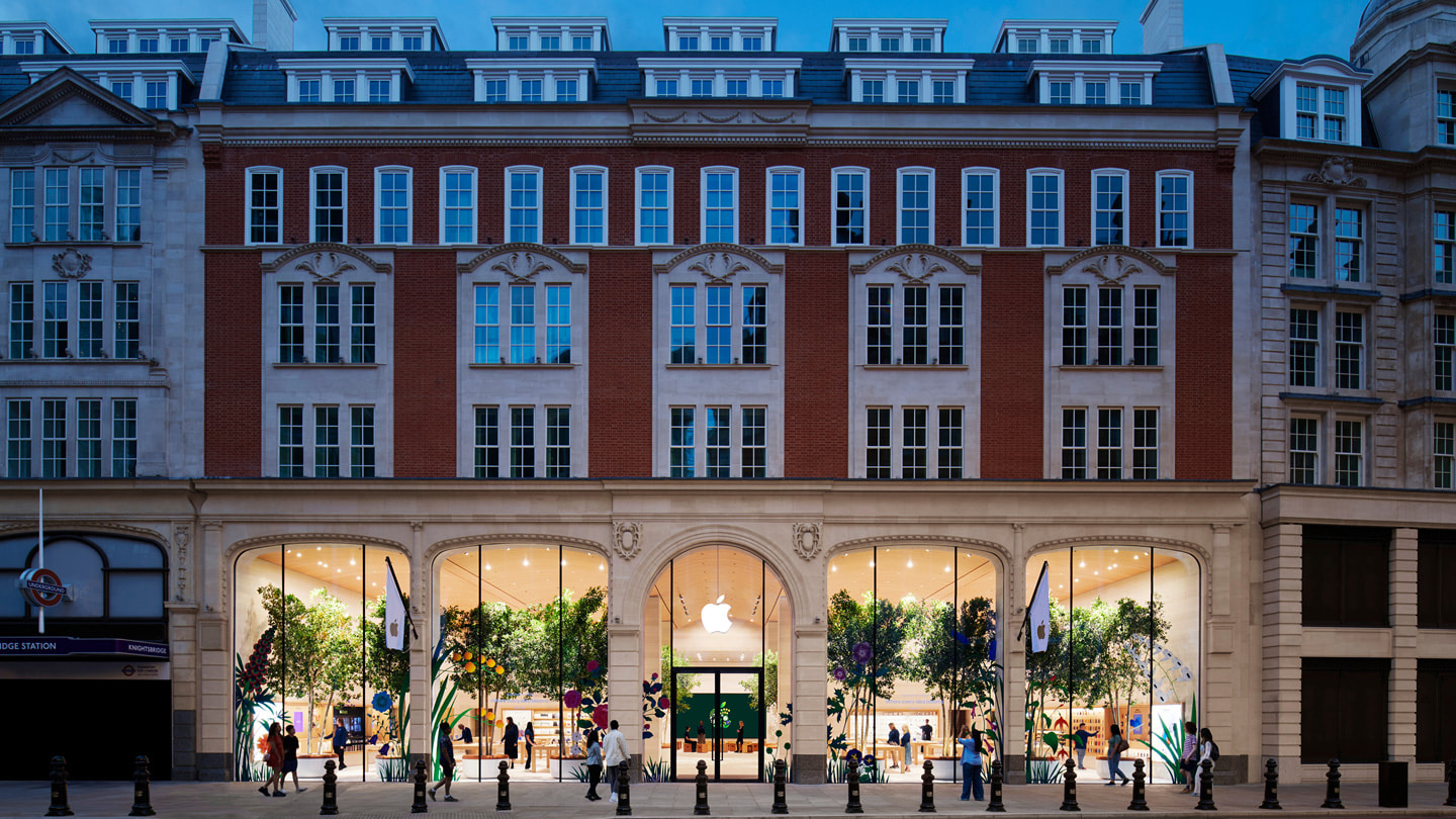 Photo de l’extérieur de l’Apple Brompton Road à Londres.