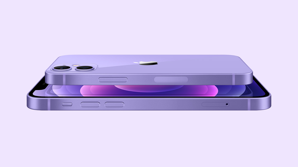 iPhone 12 e iPhone 12 mini na nova cor roxa.