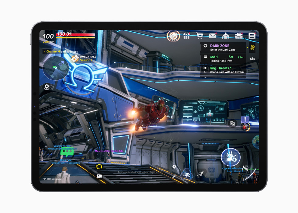 MARVEL Future Revolution auf einem iPad Pro in Silber.