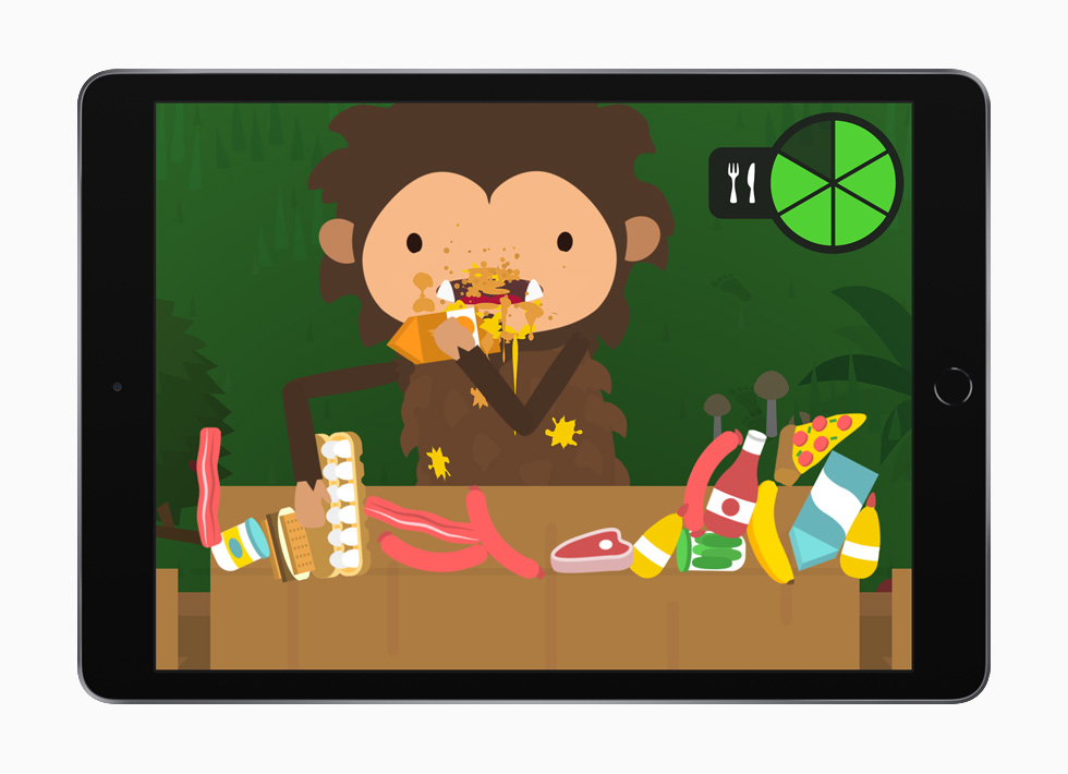 iPad’de “Sneaky Sasquatch” oyunundan bir görüntü.