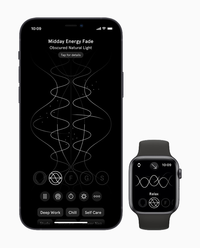 iPhone 12 ve Apple Watch Series 6’da Endel uyku uygulaması.