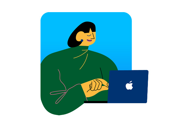 ภาพประกอบหญิงสาวขณะใช้งาน iPad