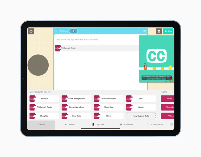iPad Air에 표시된 Hopscotch 앱.