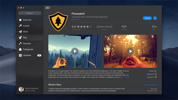Screenshot der Firewatch-App im neuen Mac App Store