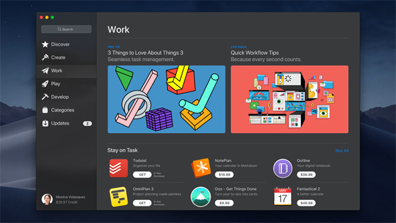 Der neue Arbeiten-Tab im Mac App Store
