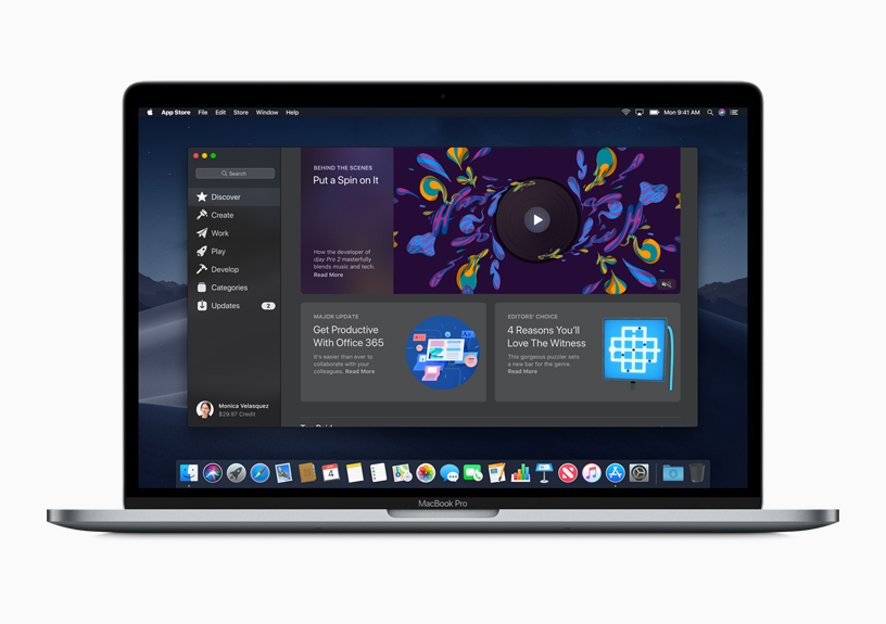 Der neue Mac App Store wird auf einem Mac-Bildschirm angezeigt.