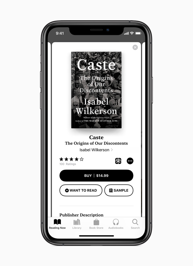 صفحة "ما تقرأه حالياً" على تطبيق Apple Books.