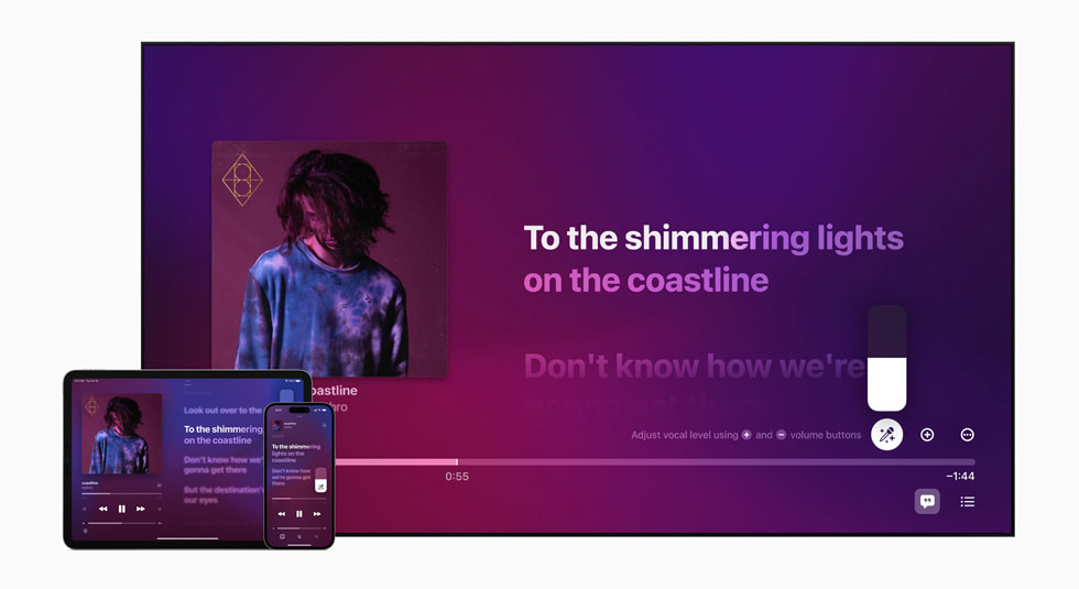 TV, iPad ve iPhone’da Apple Music Sing deneyimi. 