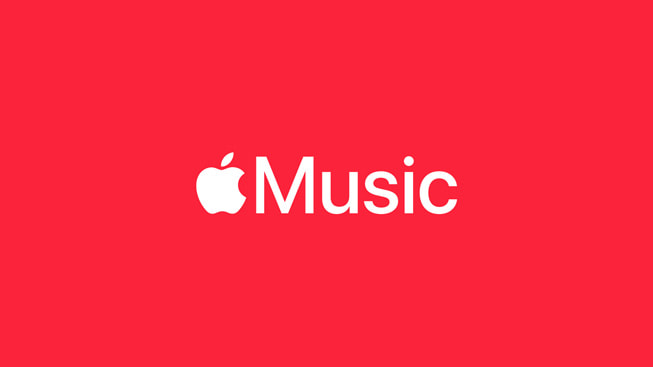 빨간색 배경의 Apple Music 로고.