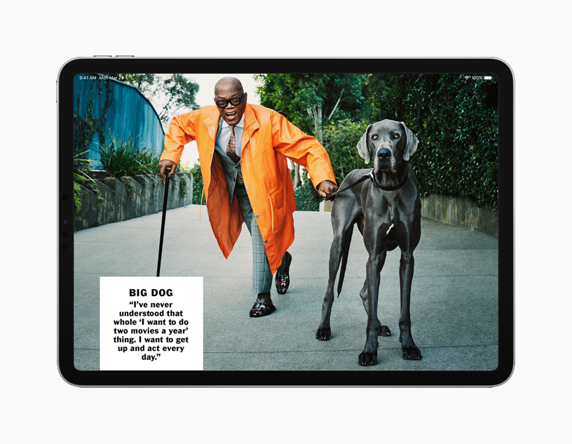Écran d’iPad affichant une photo de Samuel L. Jackson.