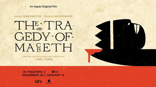 “The Tragedy of Macbeth” için Apple TV+ banner’ı.