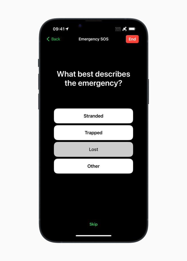 ‘Wat beschrijft het noodgeval het beste?’ Prompt voor korte vragenlijst op iPhone 14 Plus.