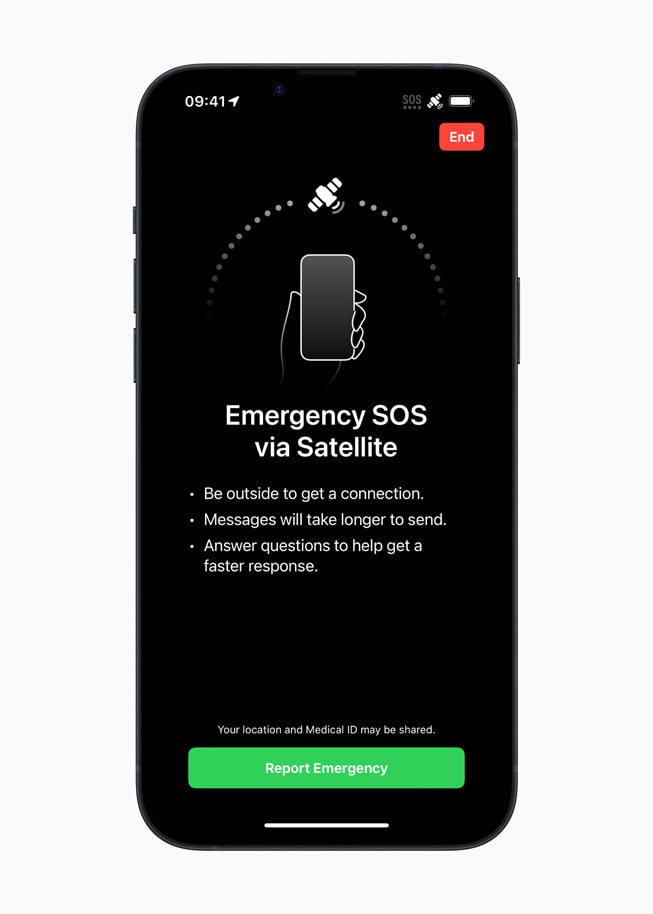 Intuïtieve satellietprompt op iPhone 14 Plus.
