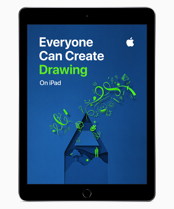 Everyone Can Create’in Çizim ekranını gösteren iPad.