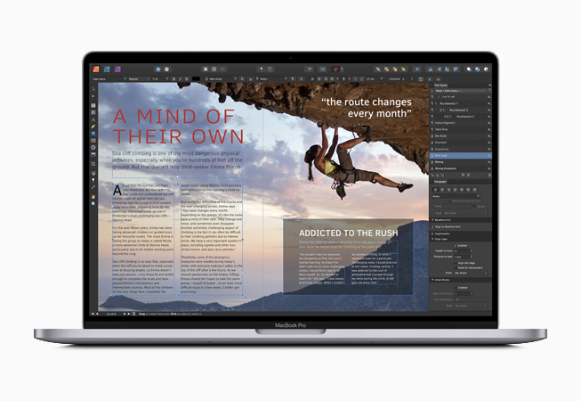 Affinity Publisher 앱이 화면에 표시된 MacBook.
