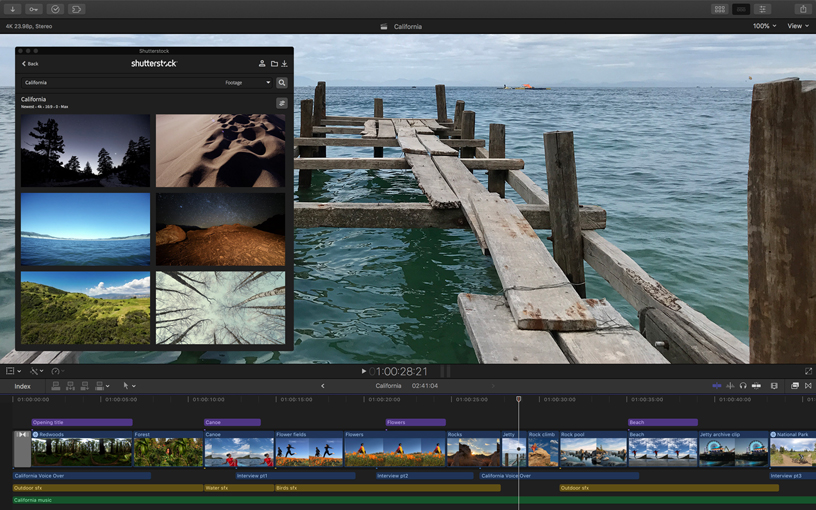 Final Cut Pro X ekran görüntüsü.