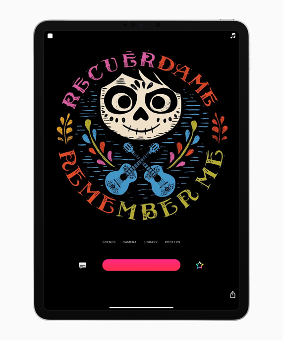 iPad’deki Clips uygulamasında Coco film posteri.