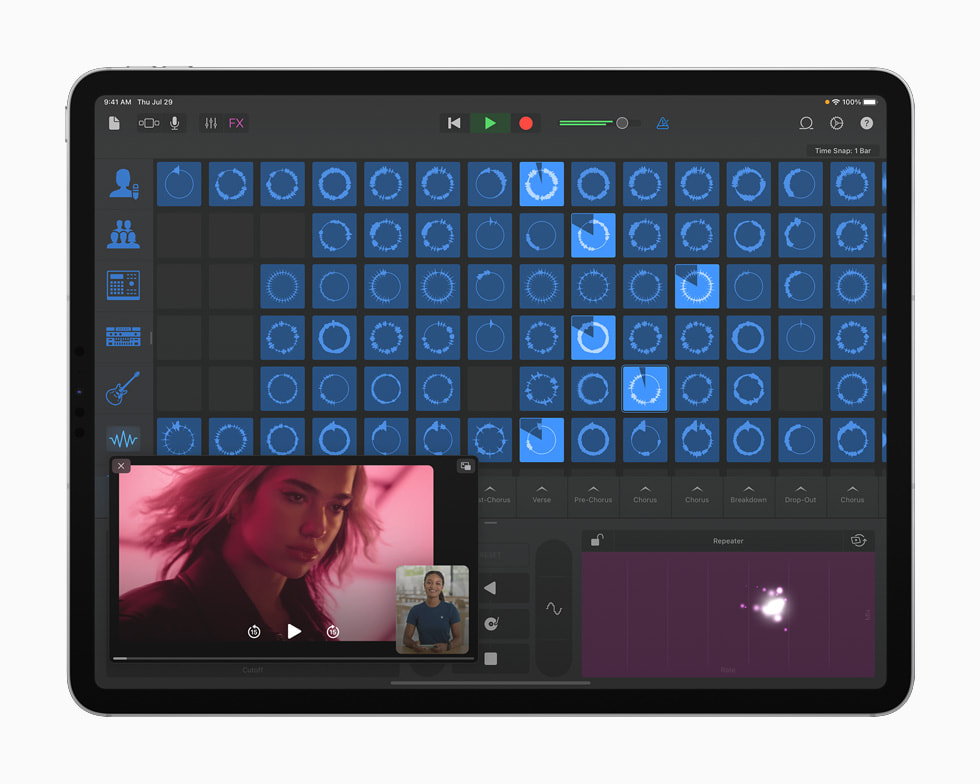 Remix Session de Dua Lipa en la app GarageBand, en un iPad Pro.