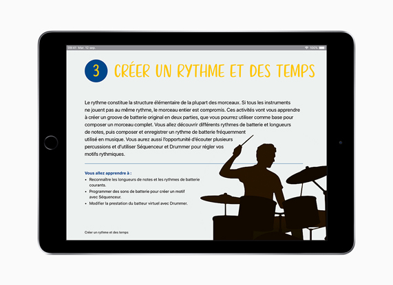 iPad met creativiteit voor alle iedereen in het Frans op het scherm.