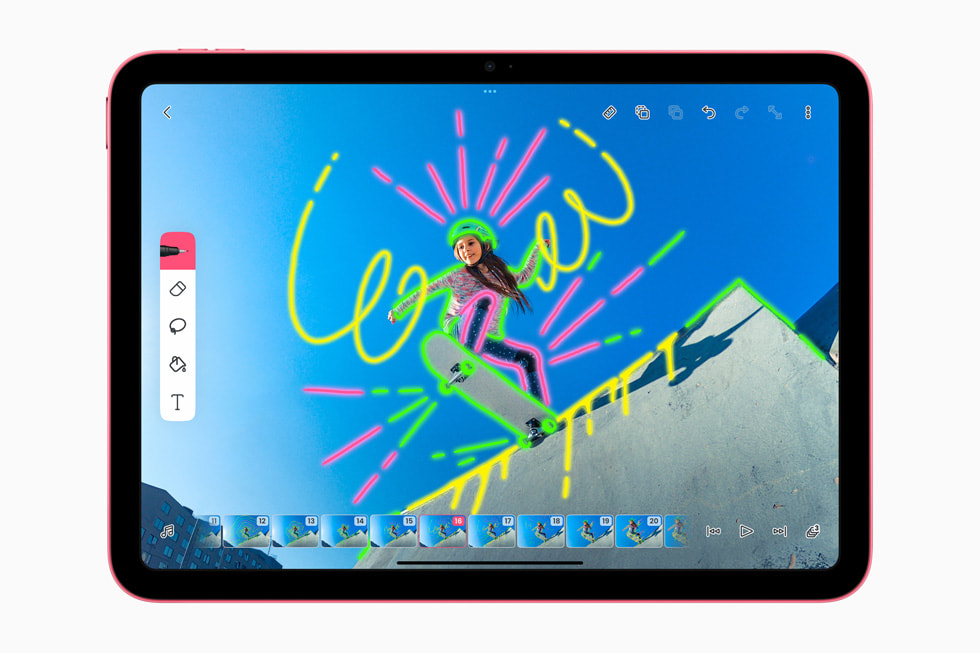 Yeni iPad’in 10.9 inç Liquid Retina ekranında FlipaClip ile video klip düzenleme.