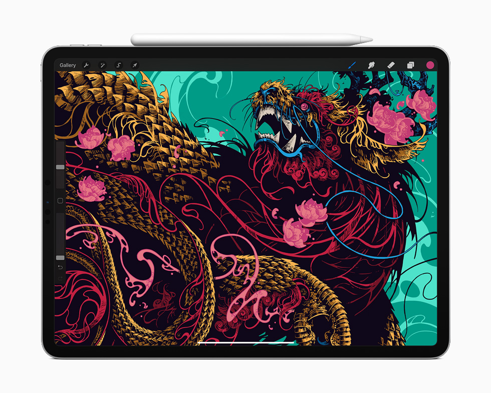 Yeni iPad Pro’da ProCreate. 