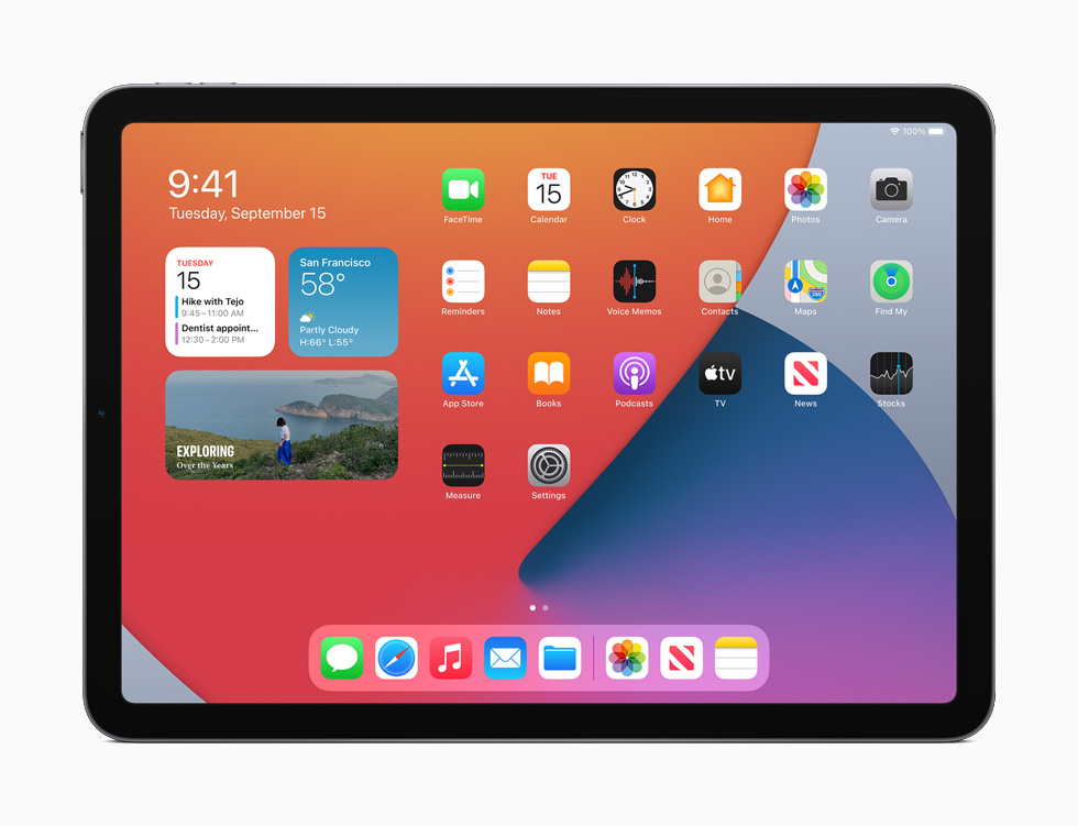 iPad Air’de yeniden tasarlanmış Ana Ekran.