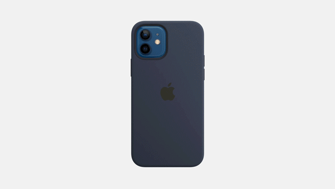 MagSafe Şarj Aygıtının, iPhone 12’nin arkasında nasıl kolayca takıldığını gösteren bir gif.