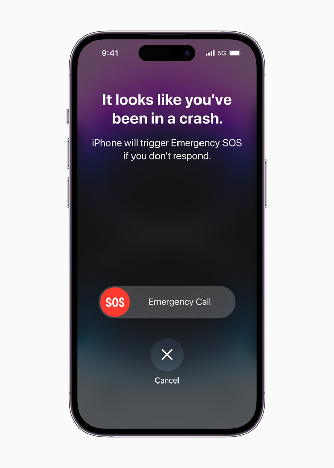 iPhone'un acil çağrı merkezini arama arayüzünde Trafik Kazası Algılama gösteriliyor.