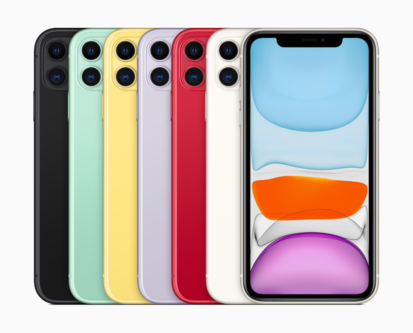 Altı renk seçeneğiyle iPhone 11