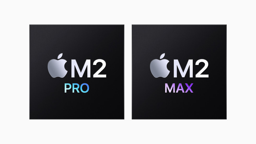 M2 Pro ve M2 Max logoları.