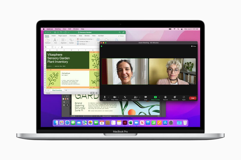 13 inç MacBook Pro’da macOS Monterey gösteriliyor.