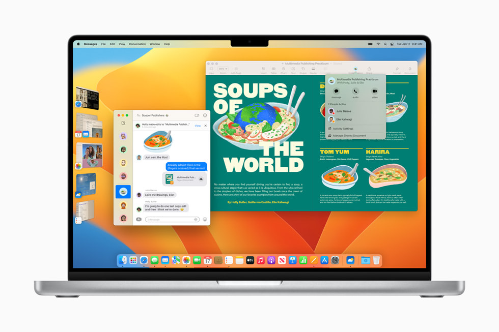 macOS Ventura yüklü MacBook Pro’da Sahne Yöneticisi.