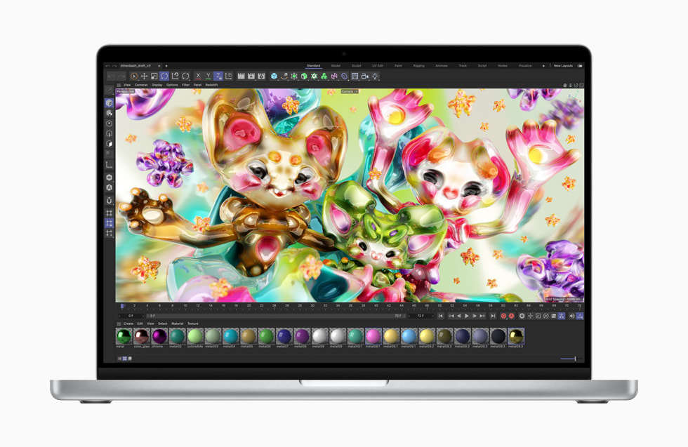 Maxon Cinema 4D 및 Redshift와 MacBook Pro.