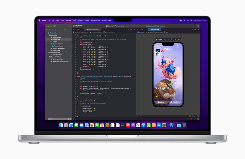 Xcode를 실행 중인 MacBook Pro.
