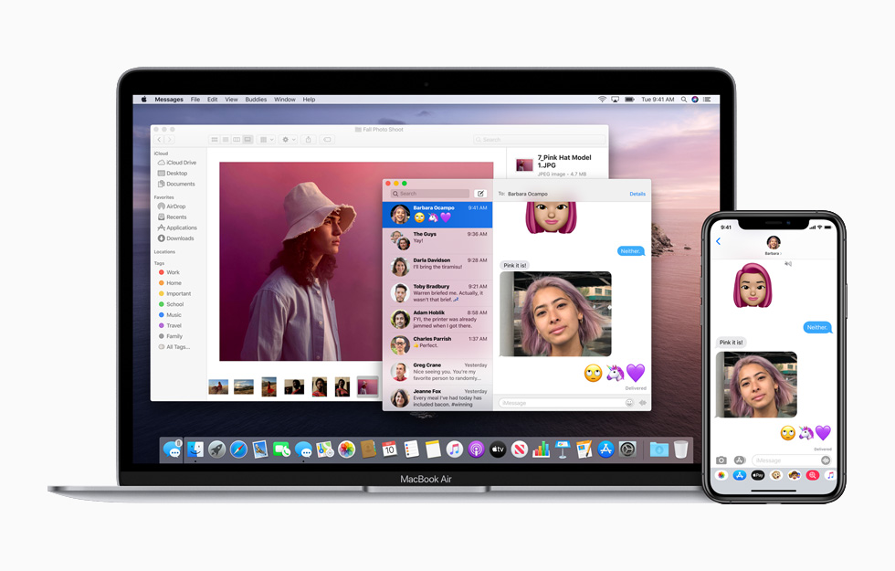 MacBook Air ve iPhone 11 Pro’nun yerleşik Süreklilik özellikleri. 