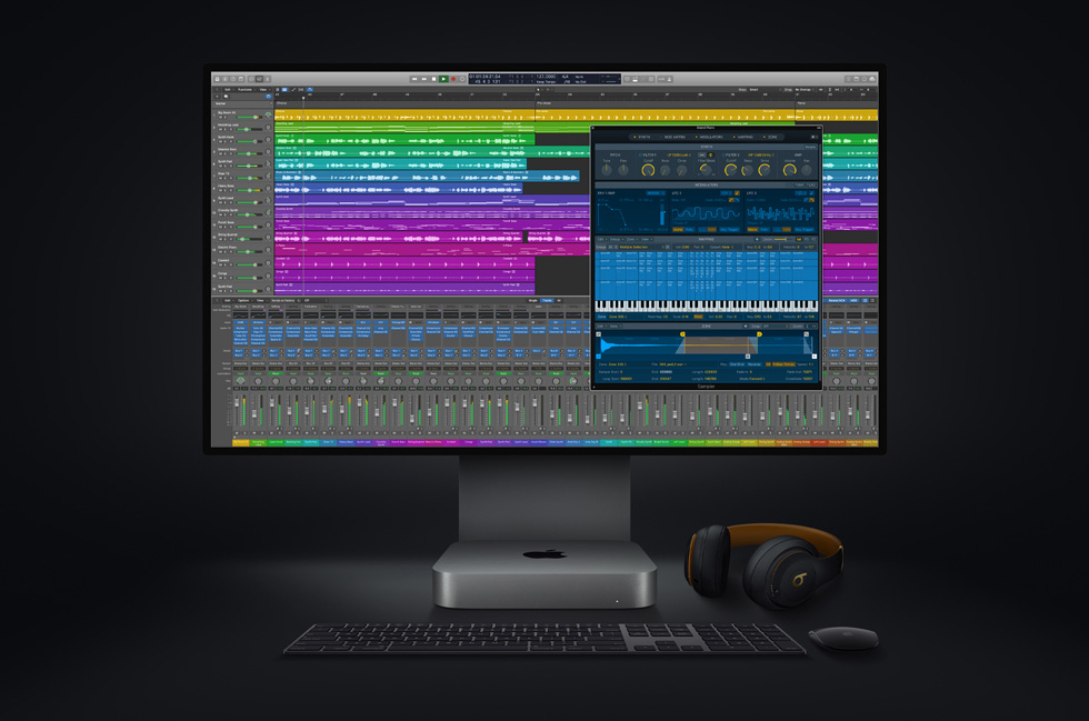 Logic Pro, yeni Mac mini ve Pro Display XDR. 