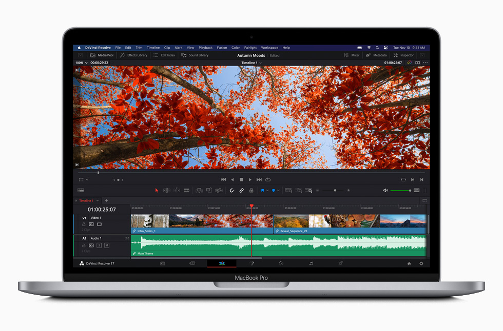 MacBook Pro’da DaVinci Resolve yazılımı.