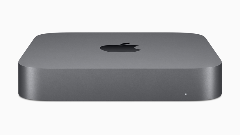 A profile of the new Mac mini in space grey.