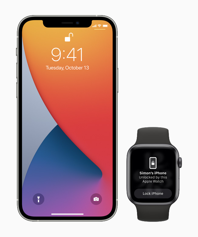 iPhone 12 Pro와 Apple Watch. 