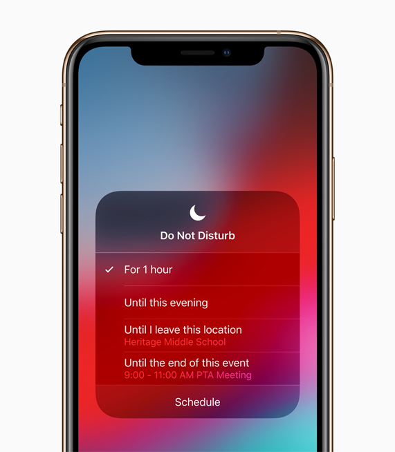 iOS 12’deki Rahatsız Etme ekranı.