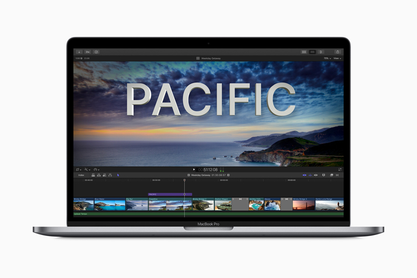 MacBook Pro에서 구동 중인 Final Cut Pro X.