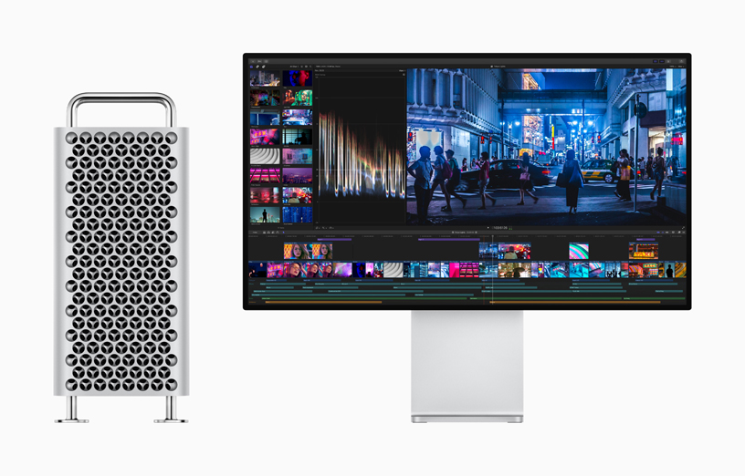 Mac Pro와 함께 Pro Display XDR에서 구동 중인 Final Cut Pro X.