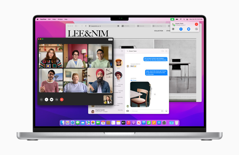 macOS Monterey’in yeni özellikleri MacBook Pro’da gösteriliyor.