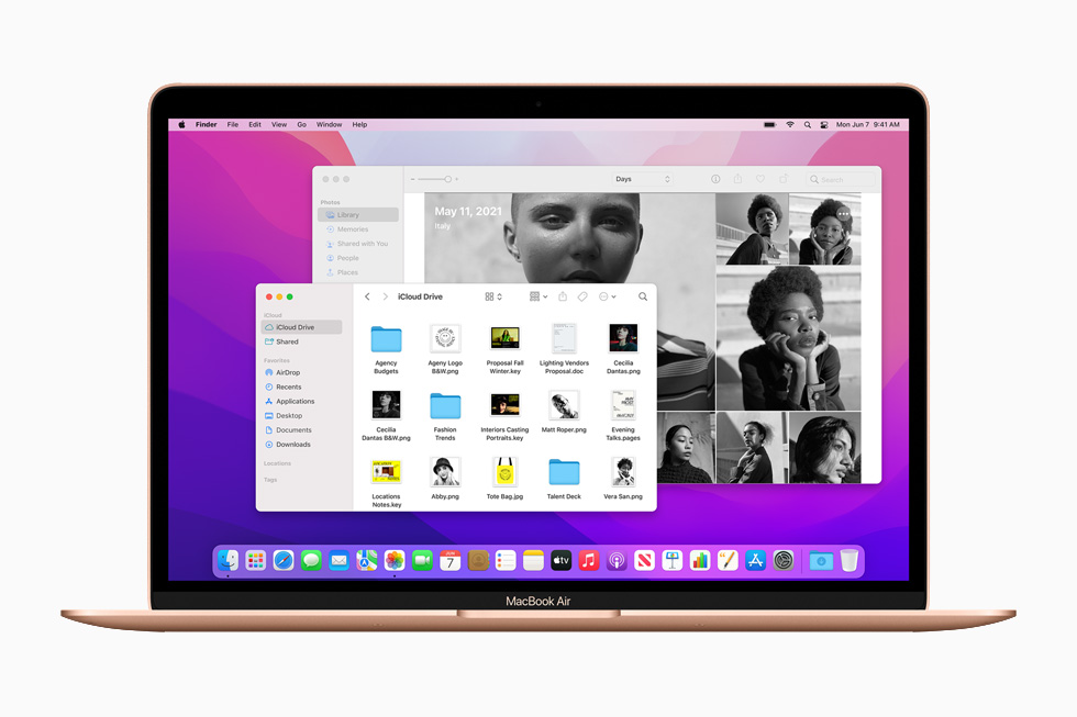 Yeni iCloud+ özellikleri MacBook Air’de gösteriliyor.