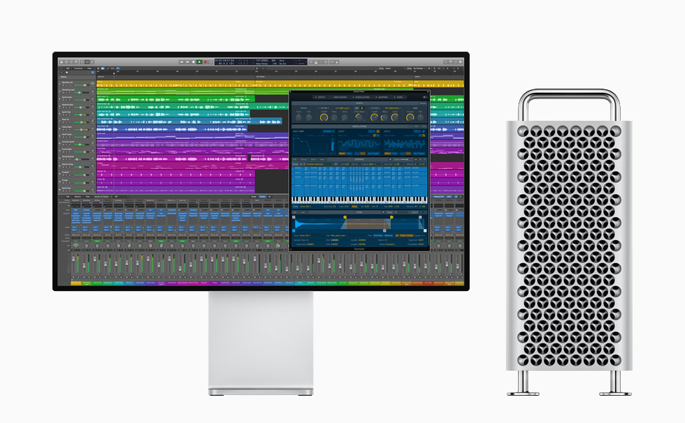 Logic Pro X’i gösteren Mac Pro ve Pro Display XDR.