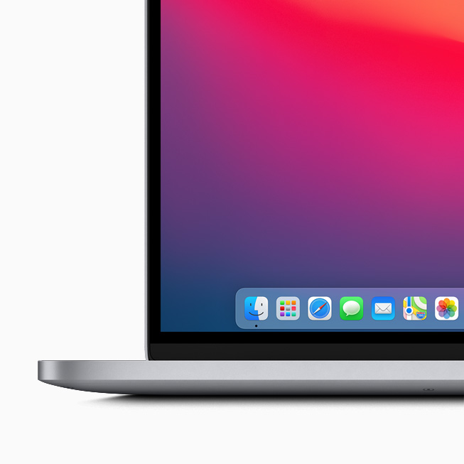 MacBook Pro’daki dock simgelerinin yakından görünümü.