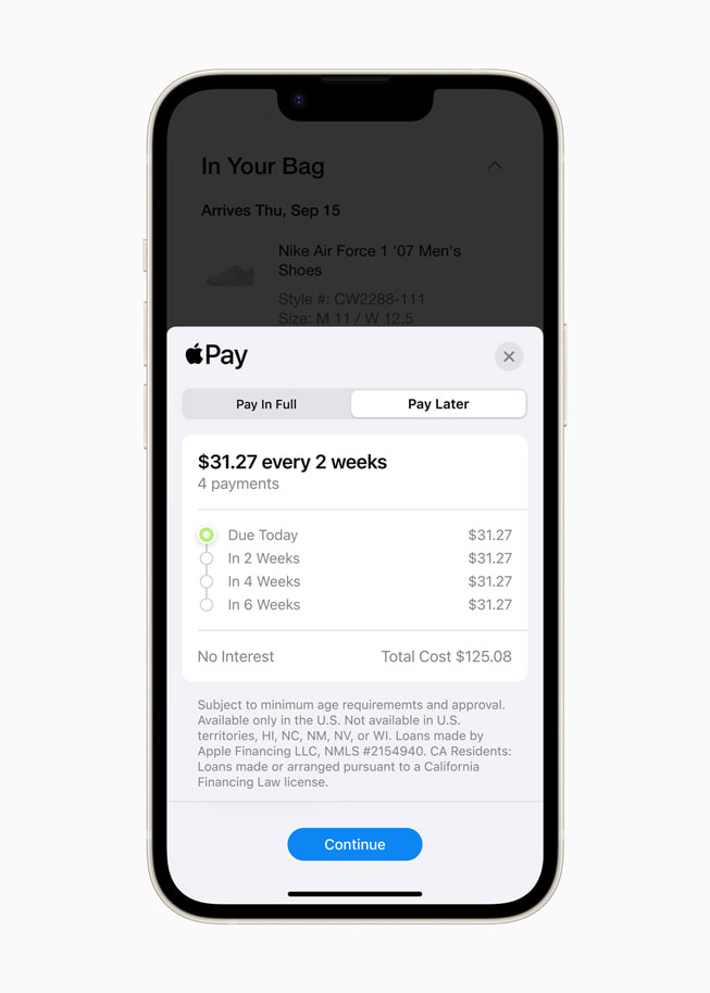 Los pagos de un préstamo de Apple Pay Later de un usuario en un iPhone 14.